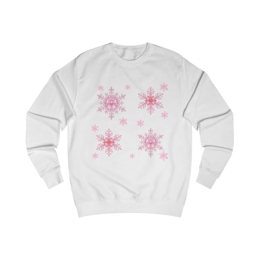 Cute Pink Snowflake and Bow Sweatshirt - Holiday Crewneck