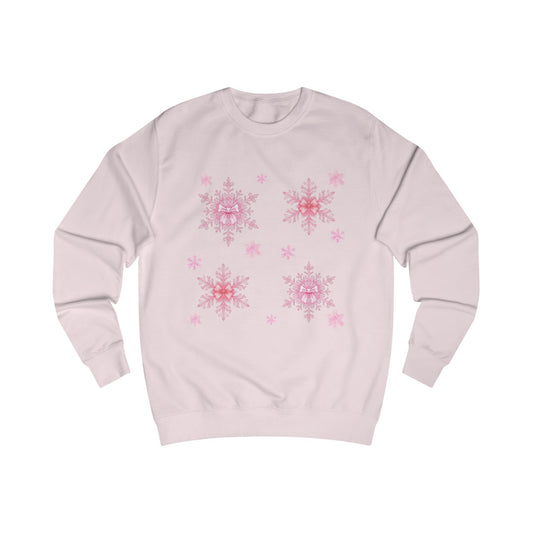 Cute Pink Snowflake and Bow Sweatshirt - Holiday Crewneck