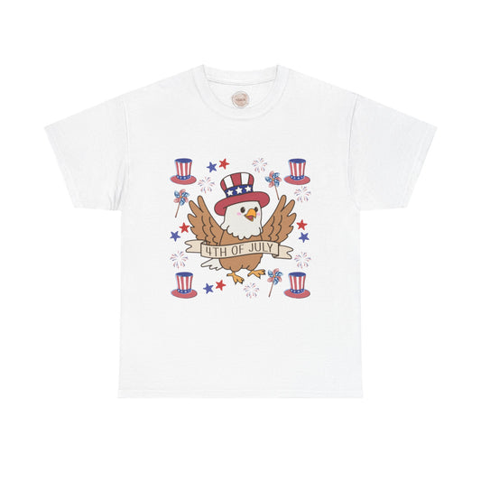 Happy 4th of July! Eagle and Hat Design Celebration Tee - Cotton Unisex Graphic Tee