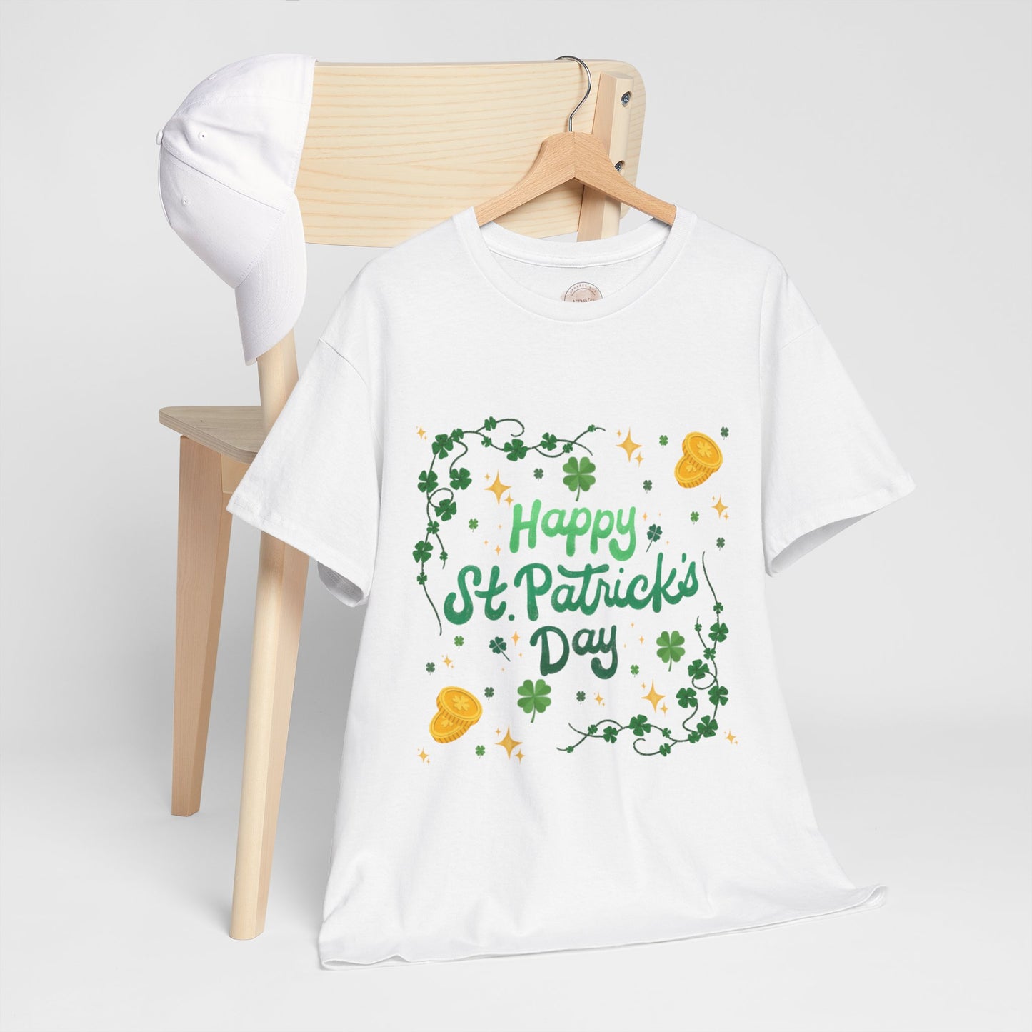 Happy St. Patrick's Day Clover Design Celebration Tee - Cotton Unisex Graphic Tee