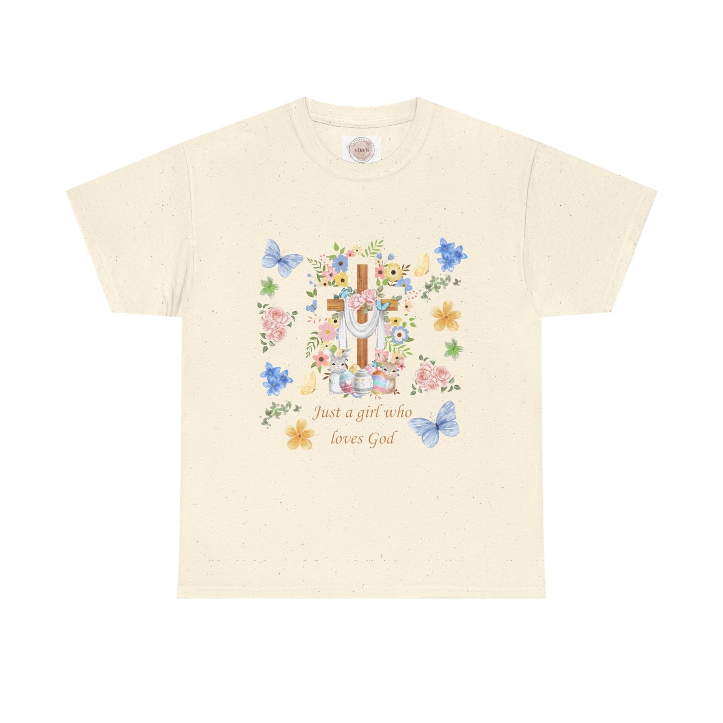 Just a Girl Who Loves God Cross & Flower T-Shirt — Christian Faith Tee