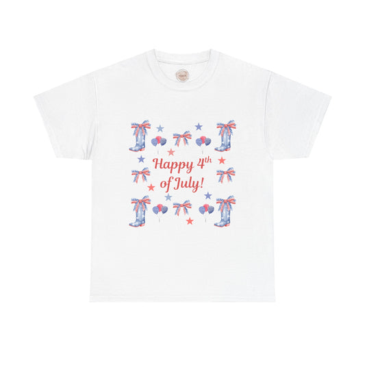 Happy 4th of July! Bow and Boot Celebration Tee - Cotton Unisex Graphic Tee