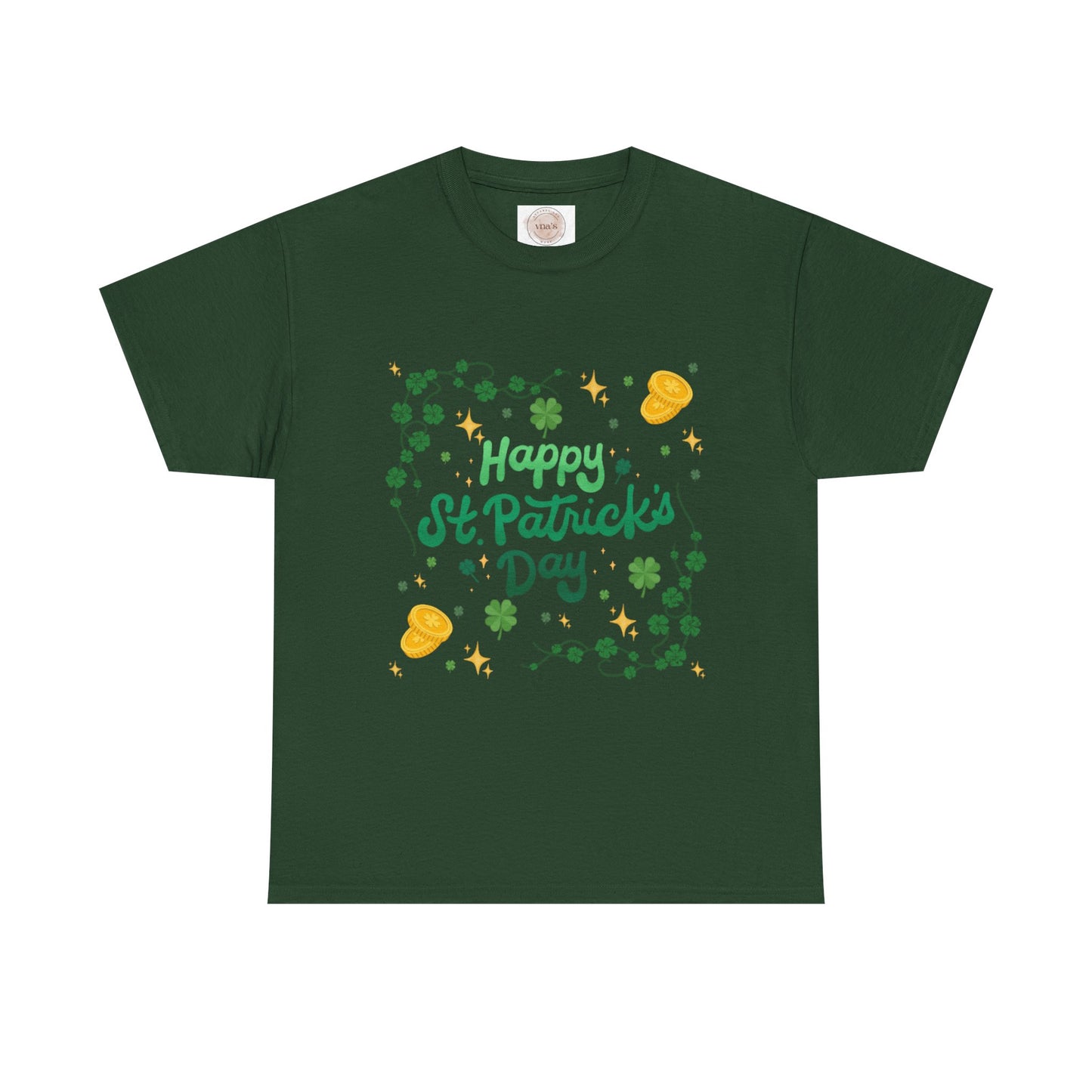 Happy St. Patrick's Day Clover Design Celebration Tee - Cotton Unisex Graphic Tee