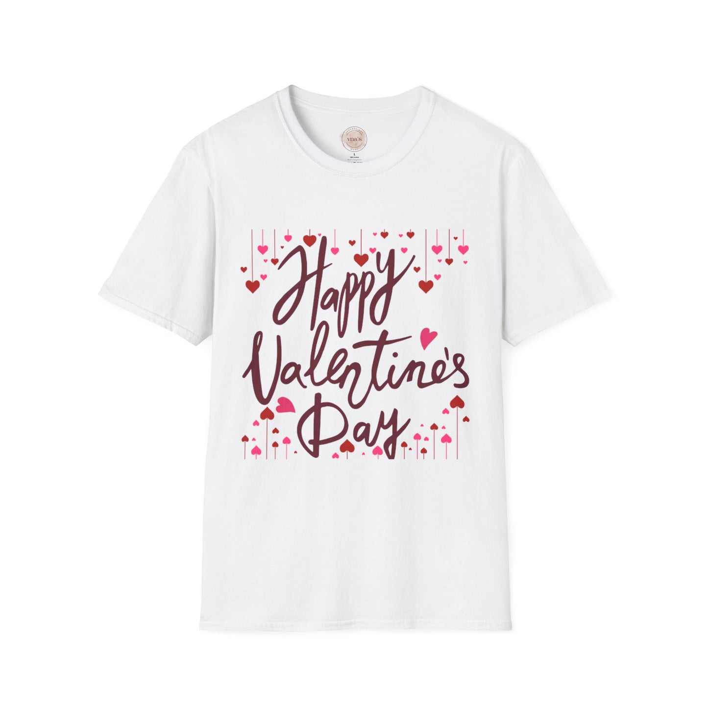 Valentine's Day Drop Down Heart Design - Unisex Softstyle T-Shirt