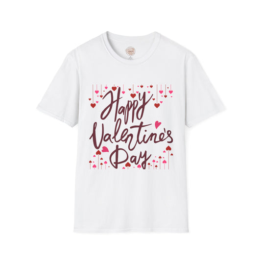 Valentine's Day Drop Down Heart Design - Unisex Softstyle T-Shirt