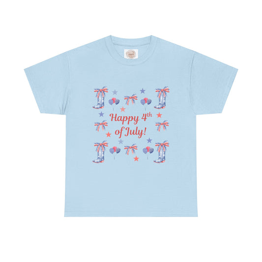 Happy 4th of July! Bow and Boot Celebration Tee - Cotton Unisex Graphic Tee