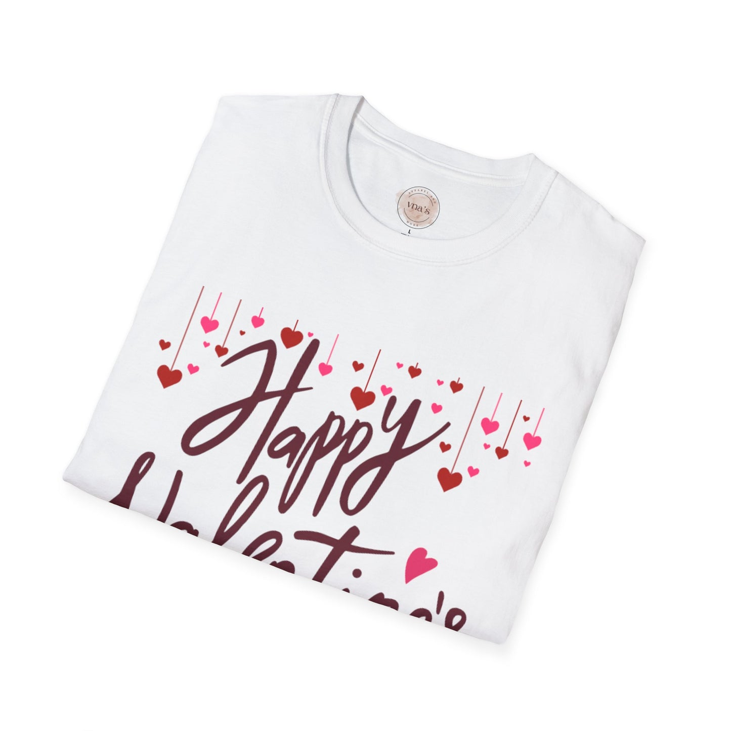Valentine's Day Drop Down Heart Design - Unisex Softstyle T-Shirt