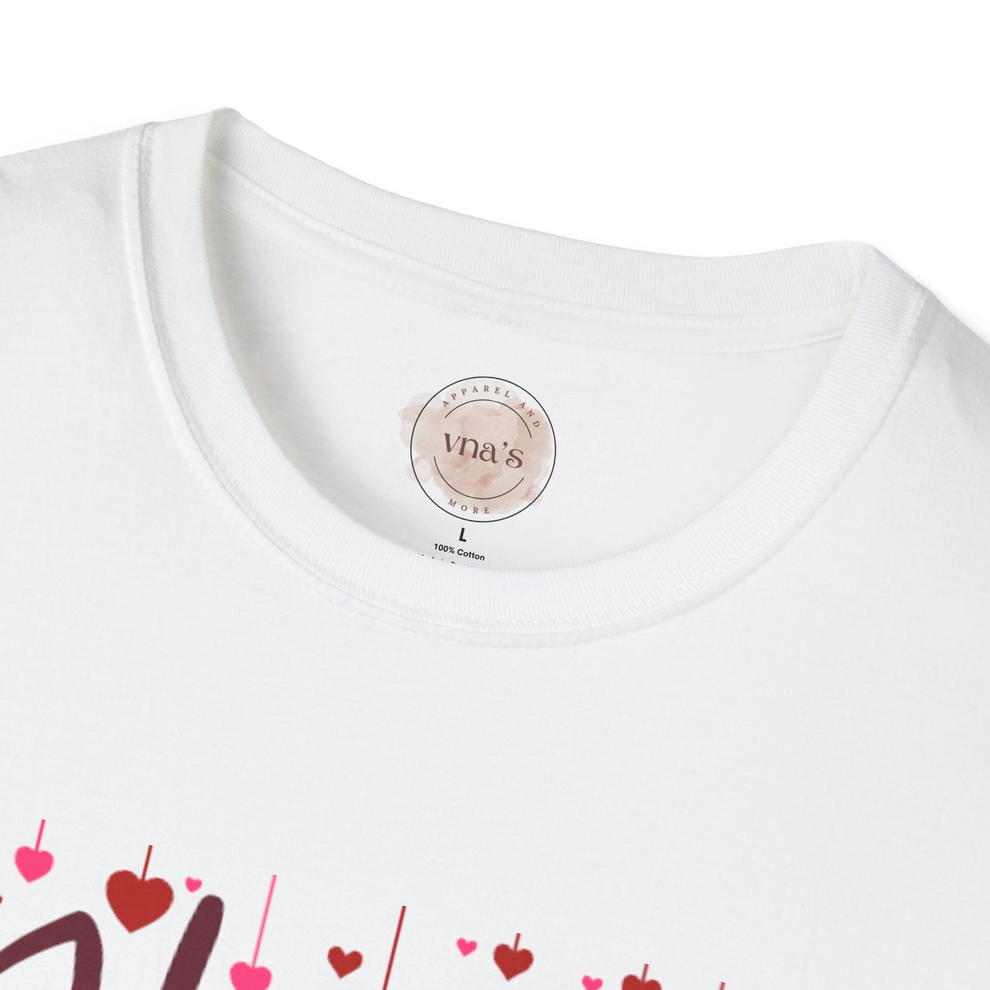 Valentine's Day Drop Down Heart Design - Unisex Softstyle T-Shirt