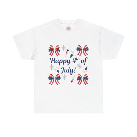 Happy 4th of July! Bow Celebration Tee - Cotton Unisex Graphic Tee