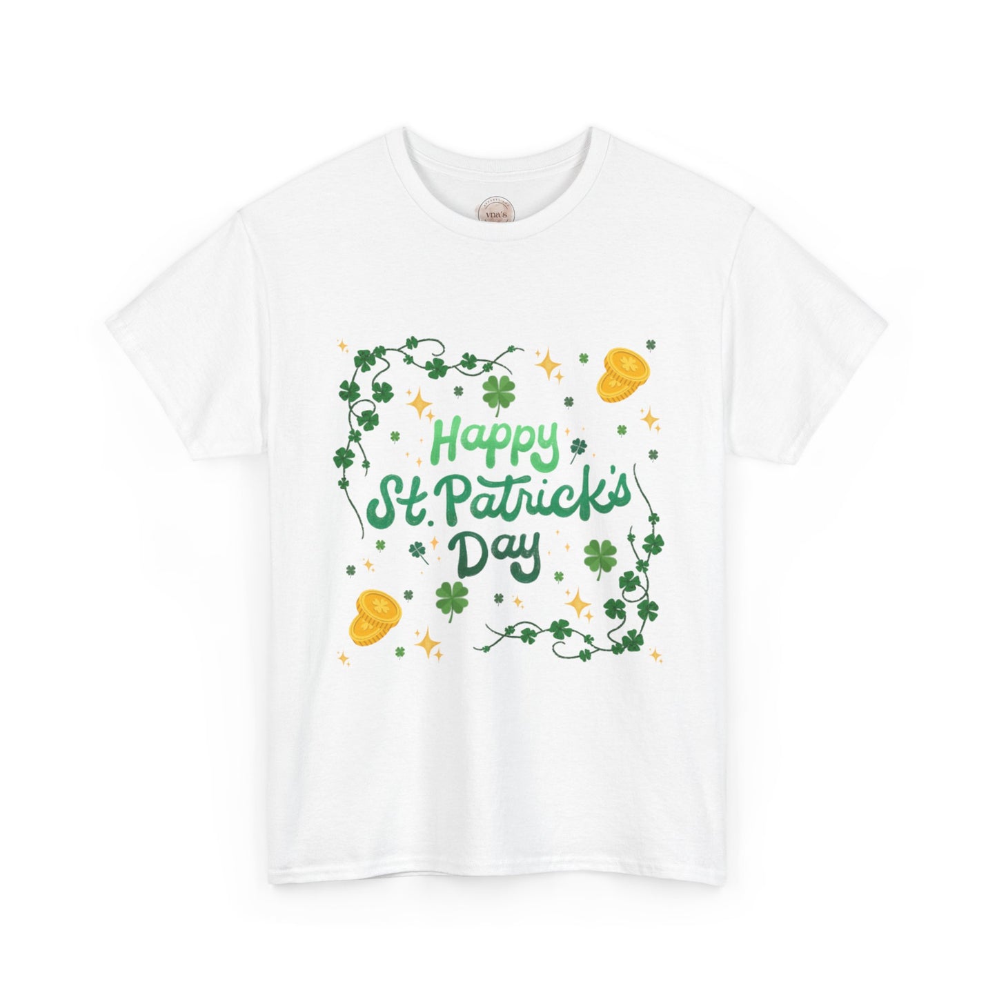 Happy St. Patrick's Day Clover Design Celebration Tee - Cotton Unisex Graphic Tee