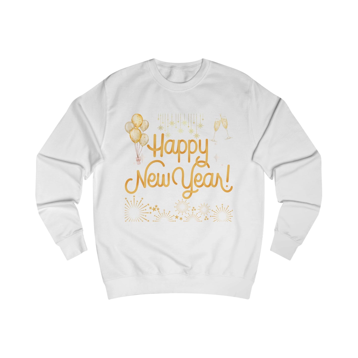 Happy New Year Gold Sweatshirt — Metallic Festive Holiday Crewneck