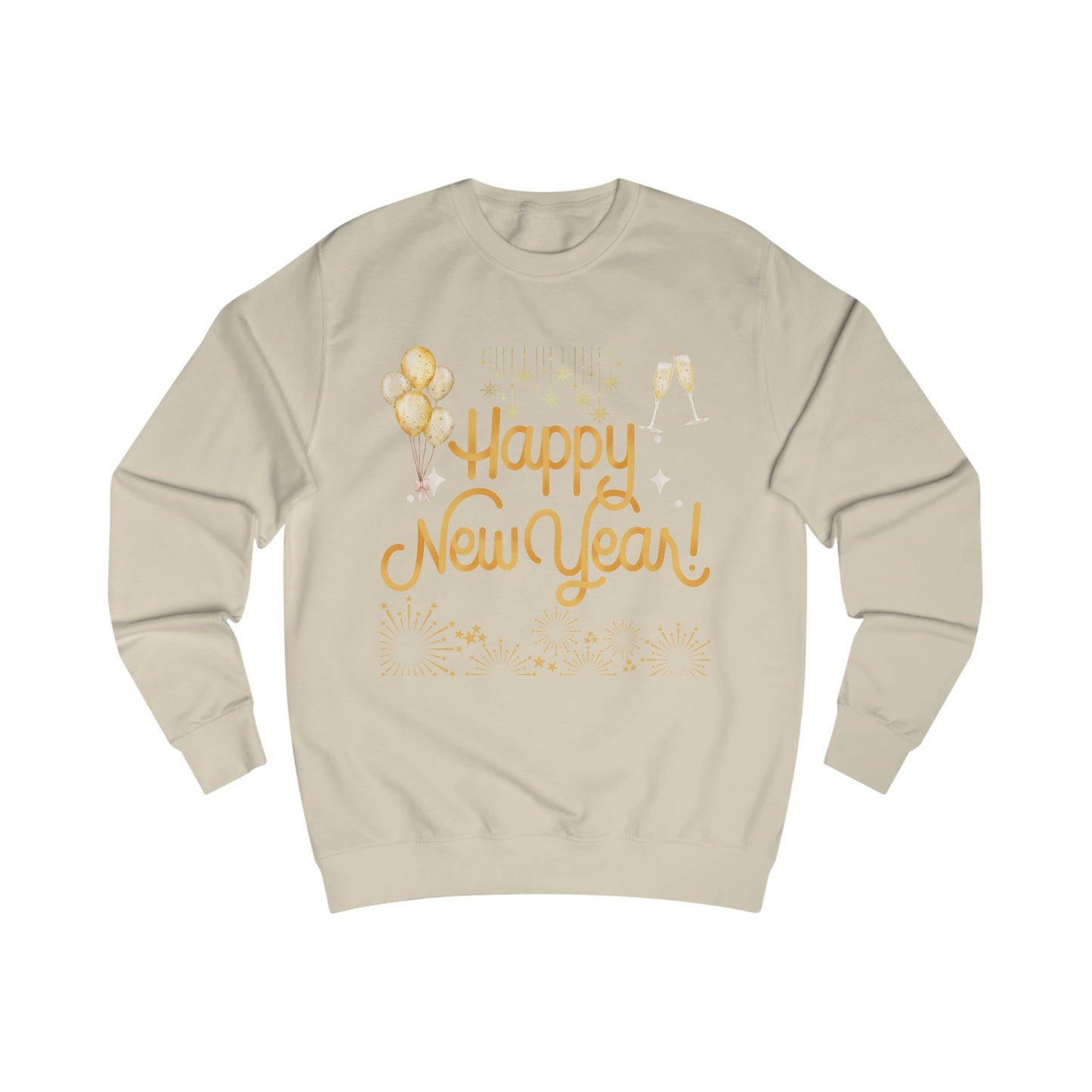 Happy New Year Gold Sweatshirt — Metallic Festive Holiday Crewneck