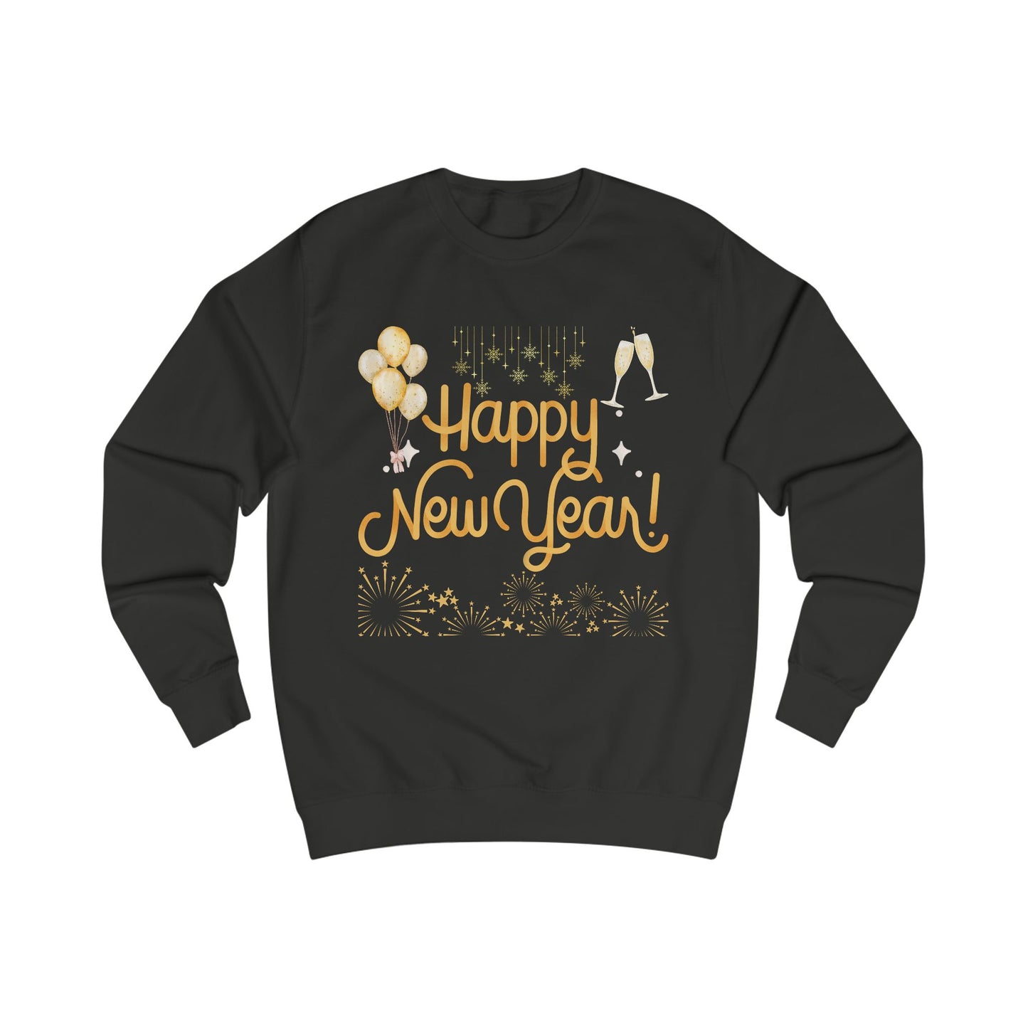 Happy New Year Gold Sweatshirt — Metallic Festive Holiday Crewneck