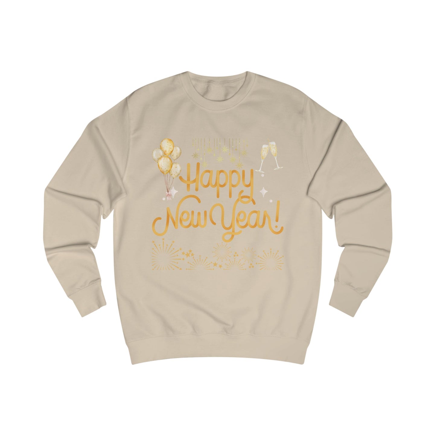 Happy New Year Gold Sweatshirt — Metallic Festive Holiday Crewneck