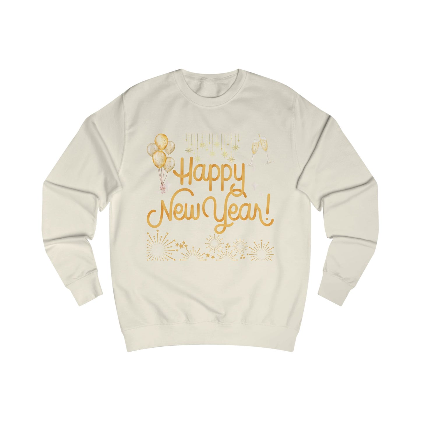 Happy New Year Gold Sweatshirt — Metallic Festive Holiday Crewneck