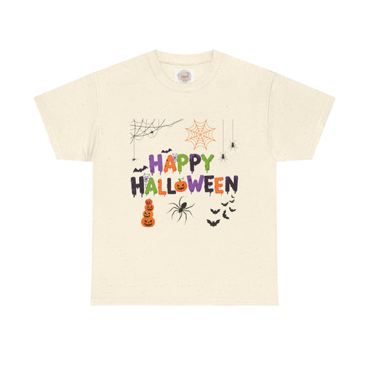 Happy Halloween Cobweb T-Shirt — Colorful Spooky Design