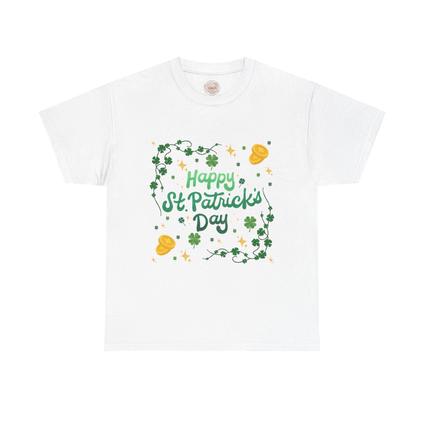 Happy St. Patrick's Day Clover Design Celebration Tee - Cotton Unisex Graphic Tee