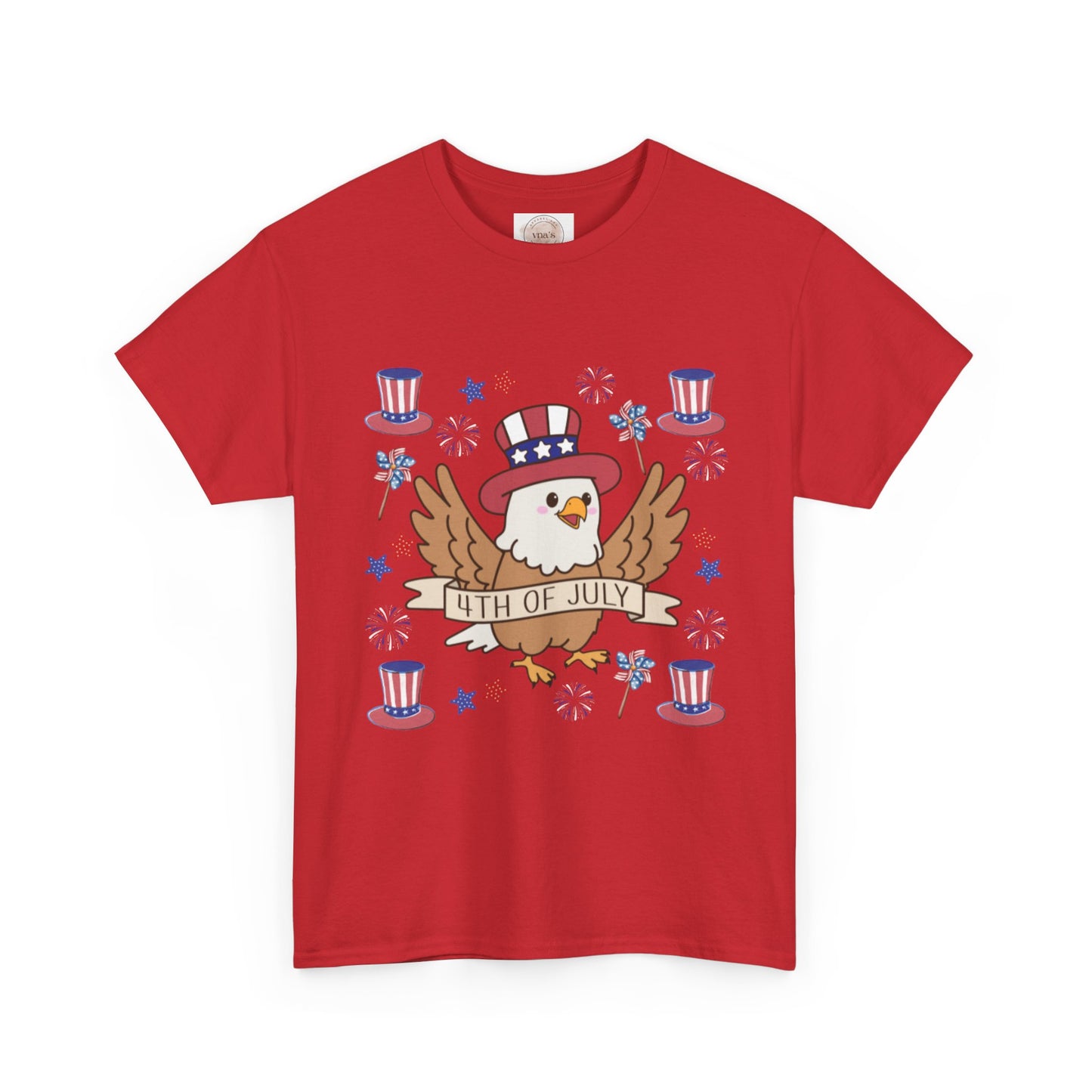 Happy 4th of July! Eagle and Hat Design Celebration Tee - Cotton Unisex Graphic Tee